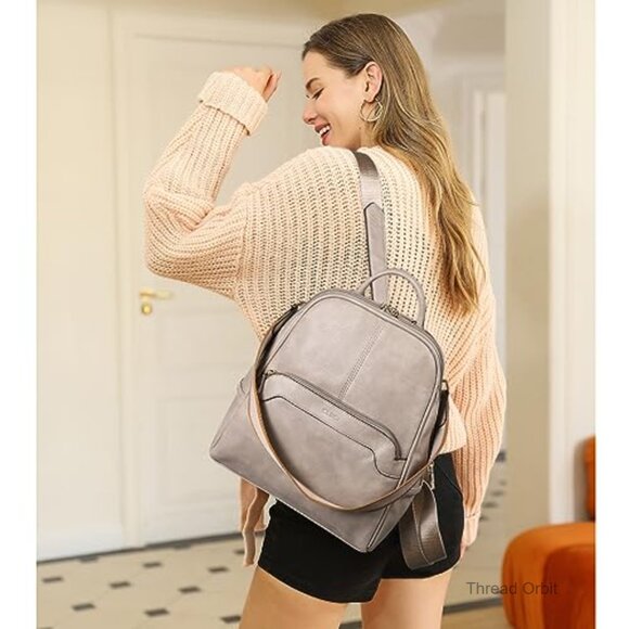 Small Vegan Leather Backpack Purse Convertible Daypack Travel Work main image 5